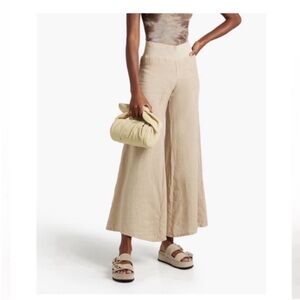 Enza Costa Women’s Pants Crop Tan French Linen Wide Legged Pants size 4